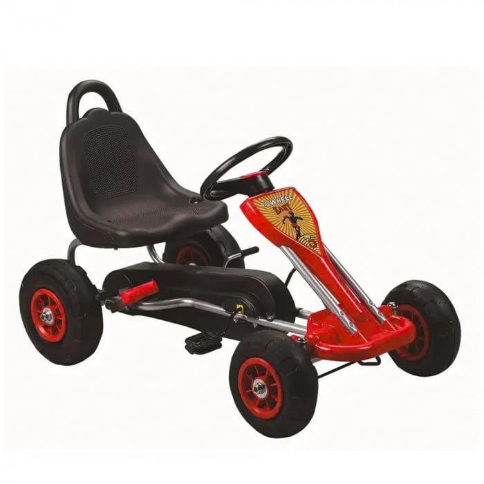 Kinderauto A-05-1 GO Kart Pedale Copii 3-6 Ani Roti Gonflabile Rosu