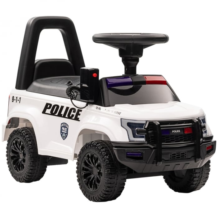 Masinuta Kinderauto Police 30W 6V Bluetooth megafon lumini muzica alb copii 1-3 ani