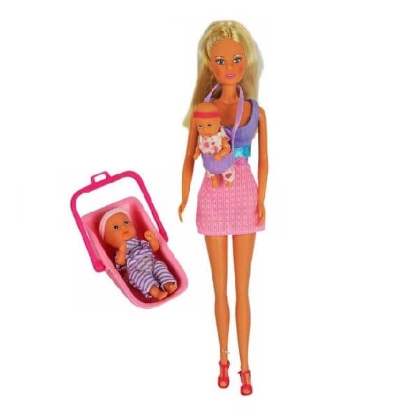 Papusa Steffi Love Babysitter cu 12 Accesorii pentru Ingrijire Copii