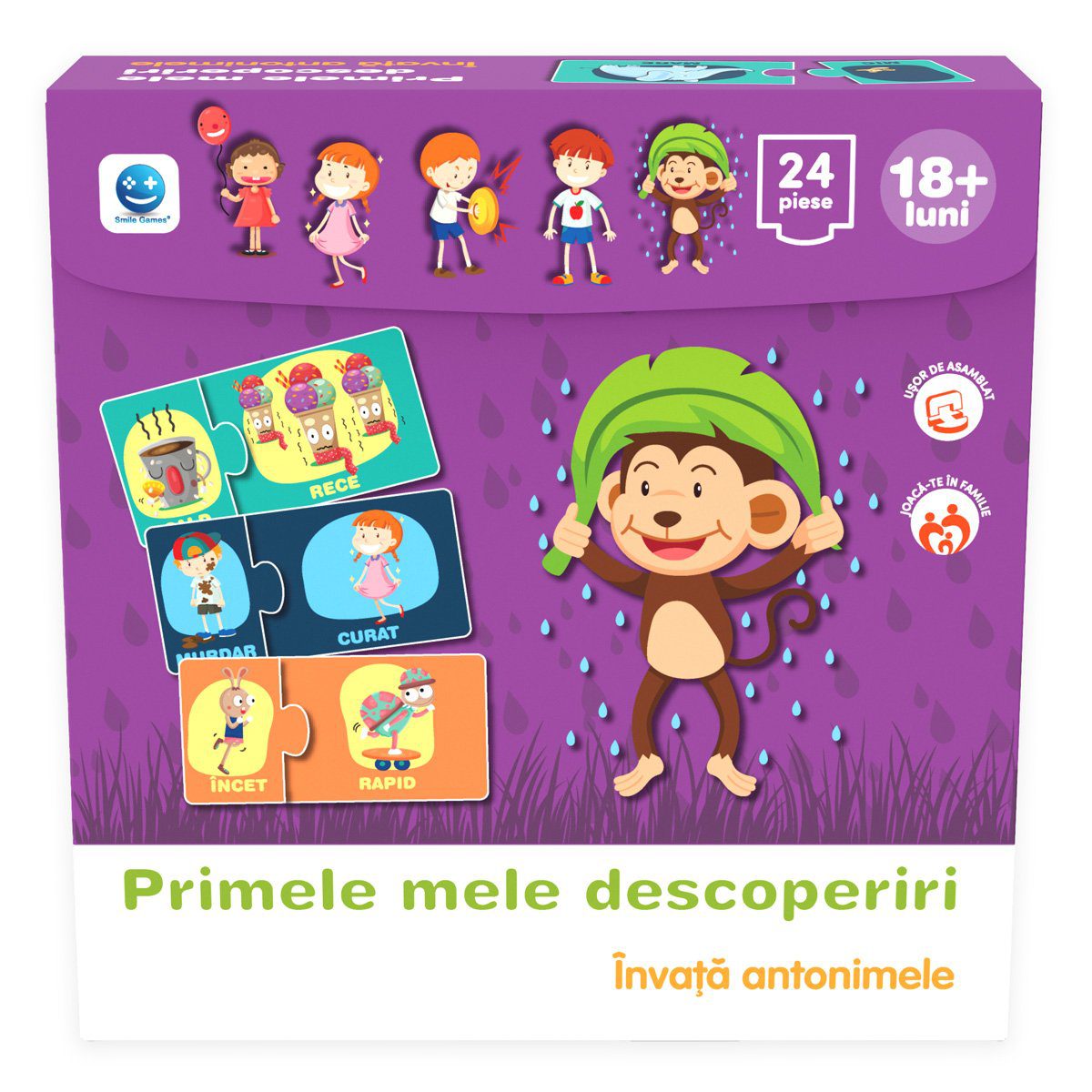 Puzzle Smile Games pentru copii 3+ ani - Invata antonimele