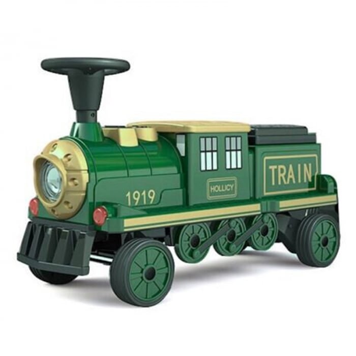 Trenulet electric SX1919 verde pentru copii cu 2 locuri roti moi si music player